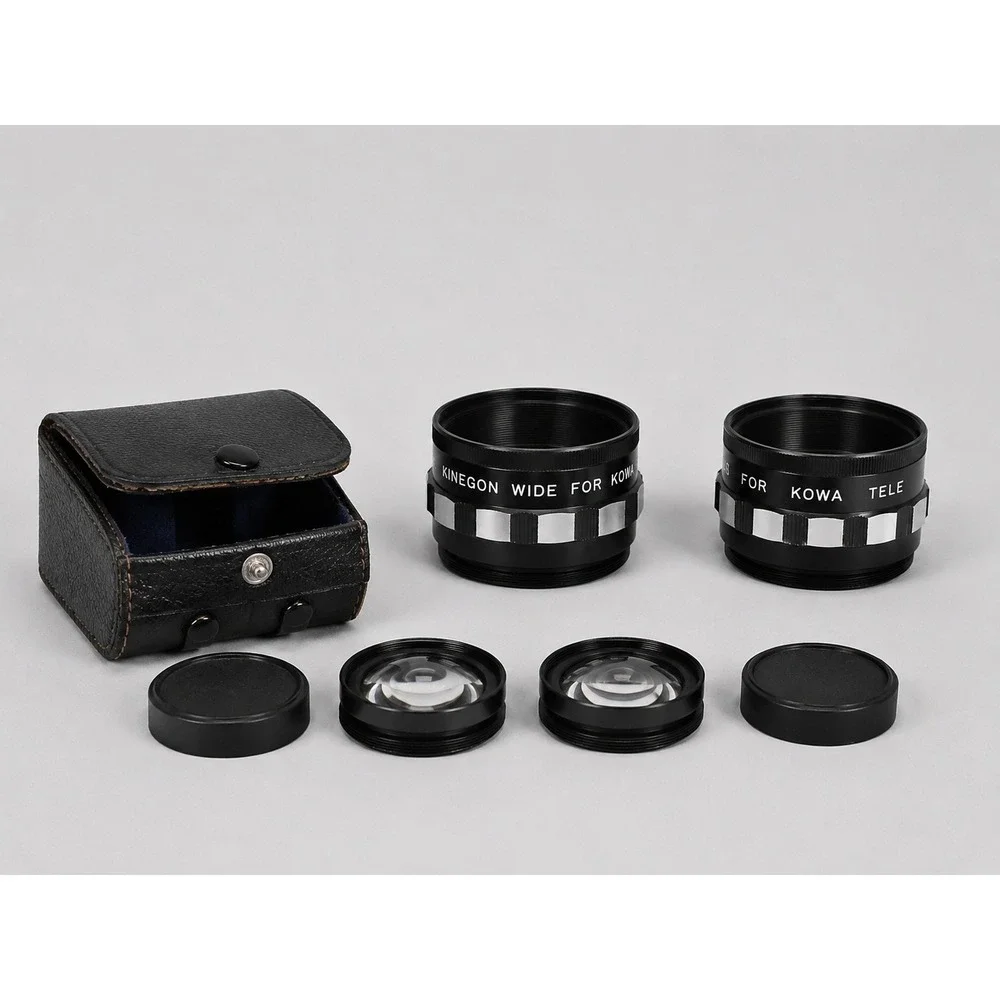 Vintage Kinegon Wide Angle Telephoto Lens Set For Kowa Camera Japan Case
